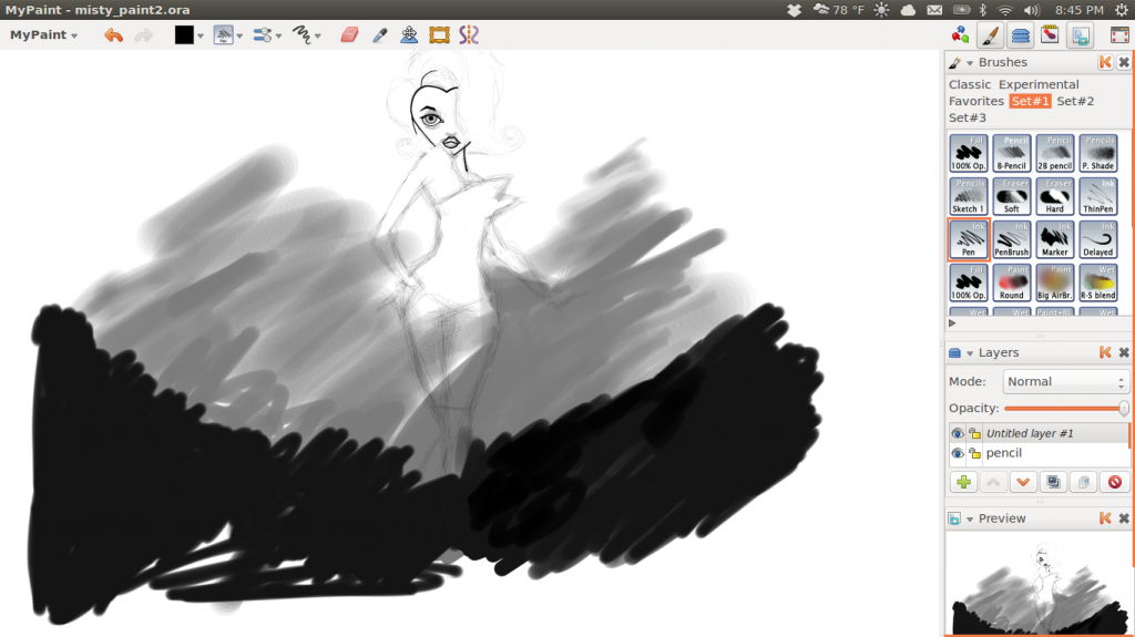 MyPaint's simple interface