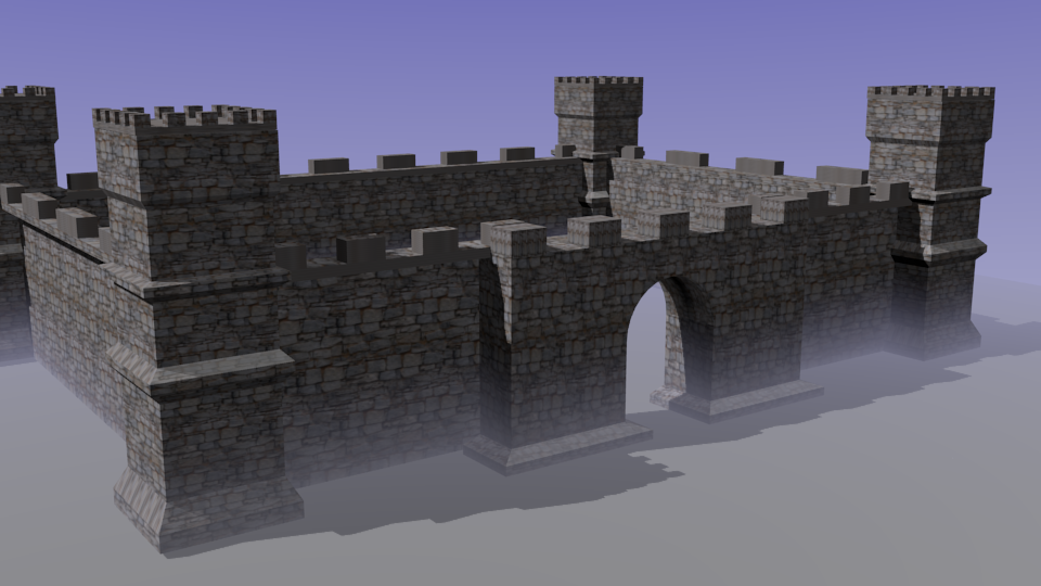 One of my first projects that I did from Neal's online class. It's not the most exciting castle, but I learned the basics of texturing, and how to extrude and form similar shapes through different techniques