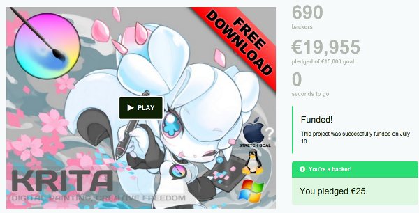 Krita's successful Kickstarter campaign
