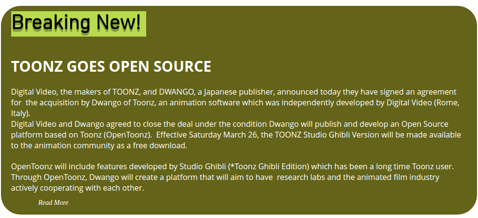 Toonz announcement that it's moving to open source!